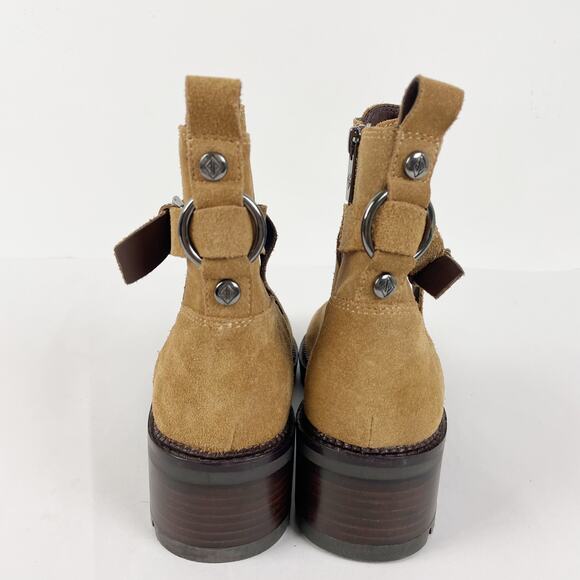 Donald Pliner Womens Savvy Bootie 7 Caramel Tan Brown Buckle Strap Leather NWOB - Picture 9 of 16